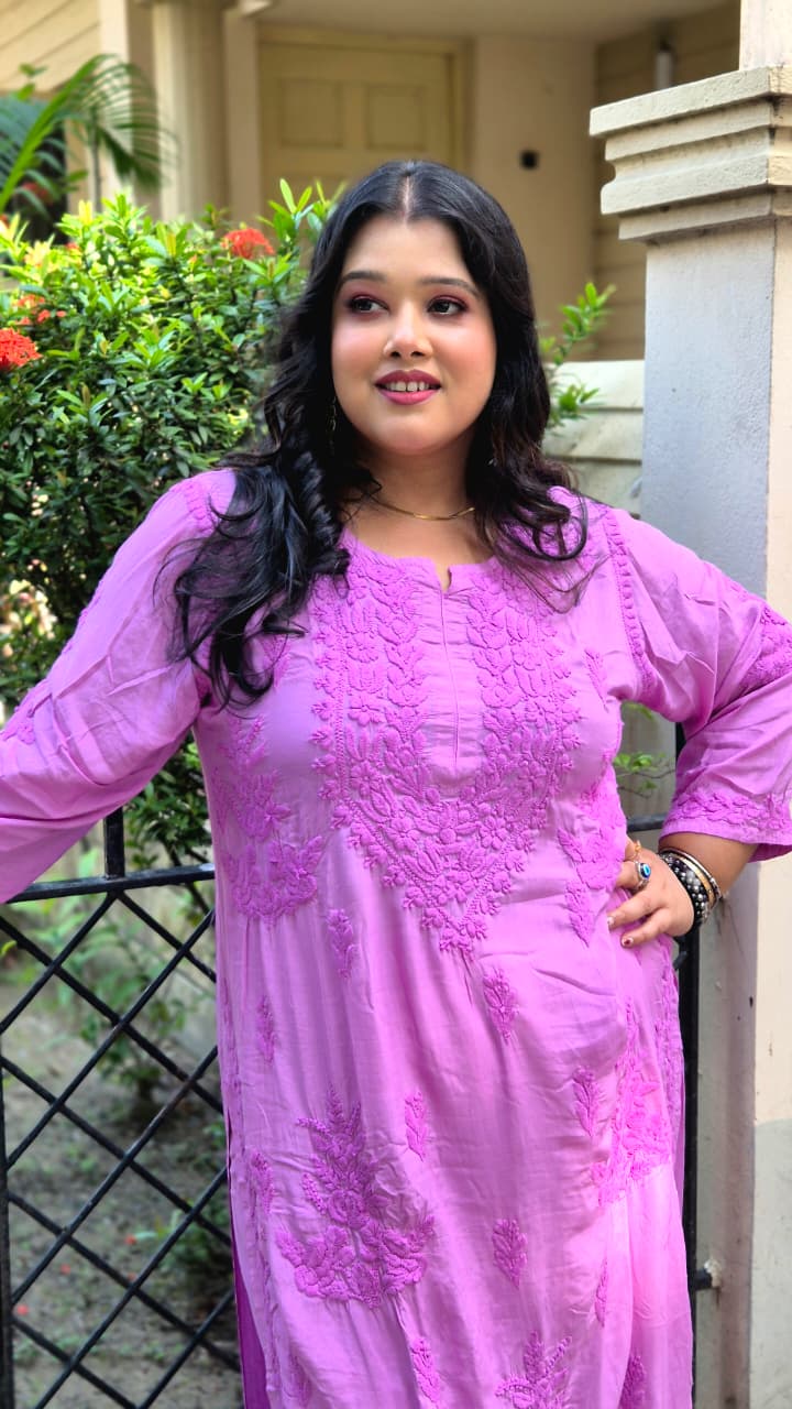 3d modal set self  chikankari work