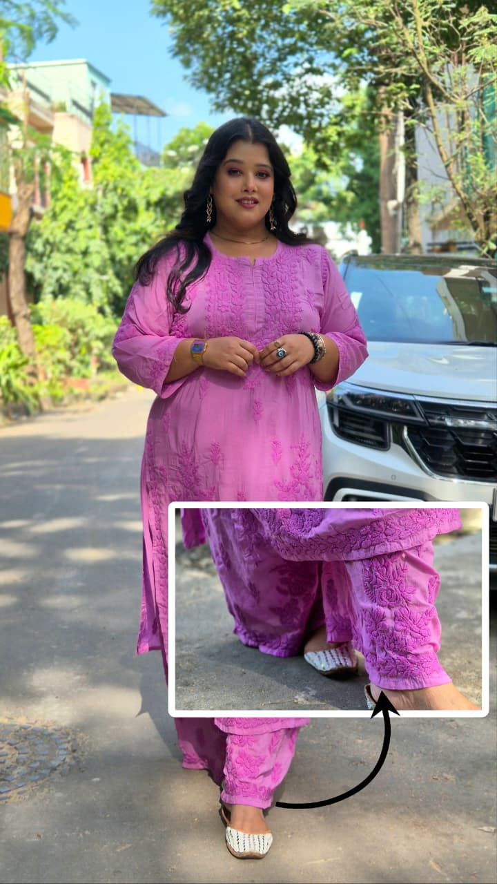 3d modal set self  chikankari work