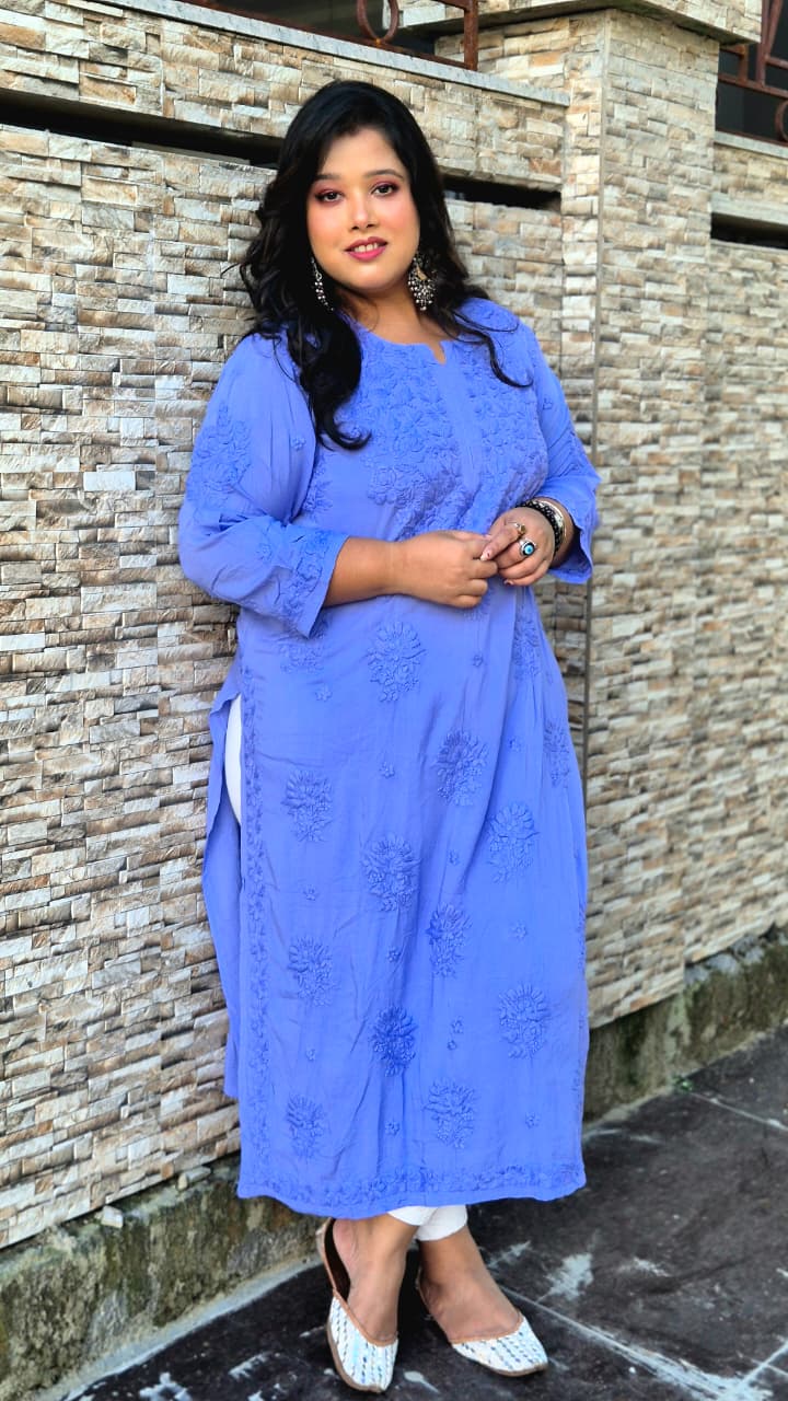 3d modal self chikankari kurti