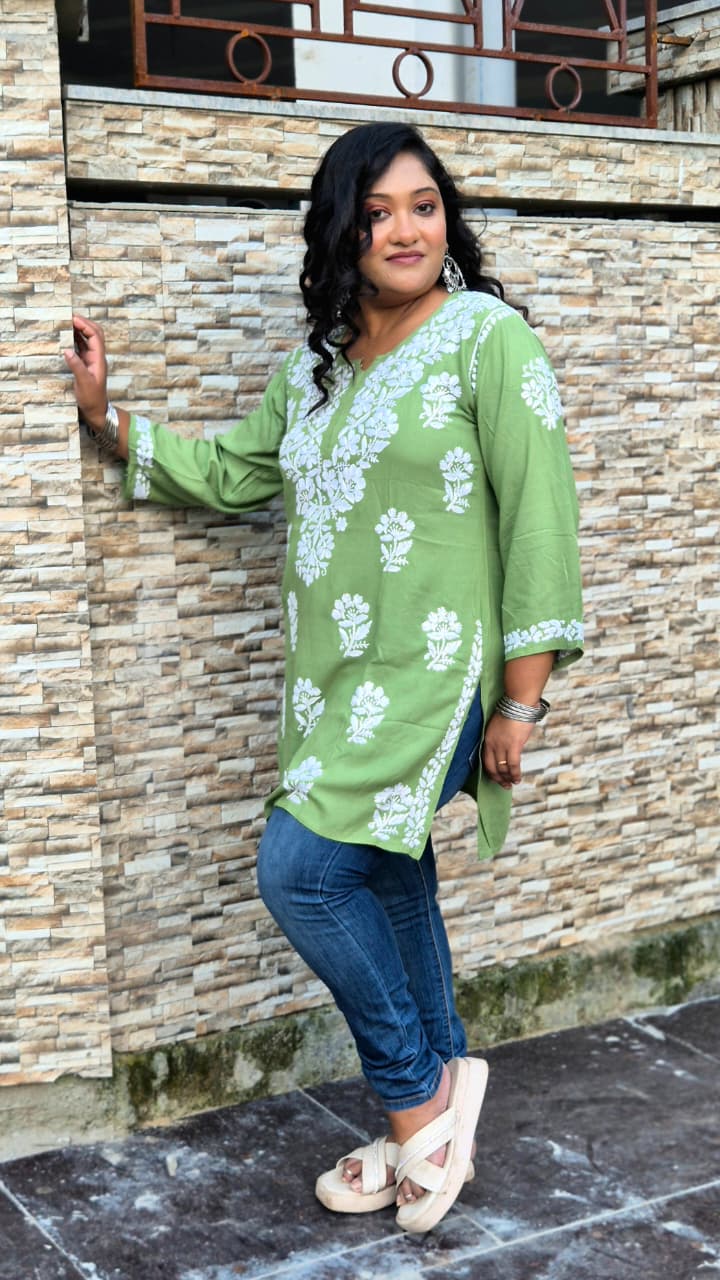 Chikankari Rayon short top
