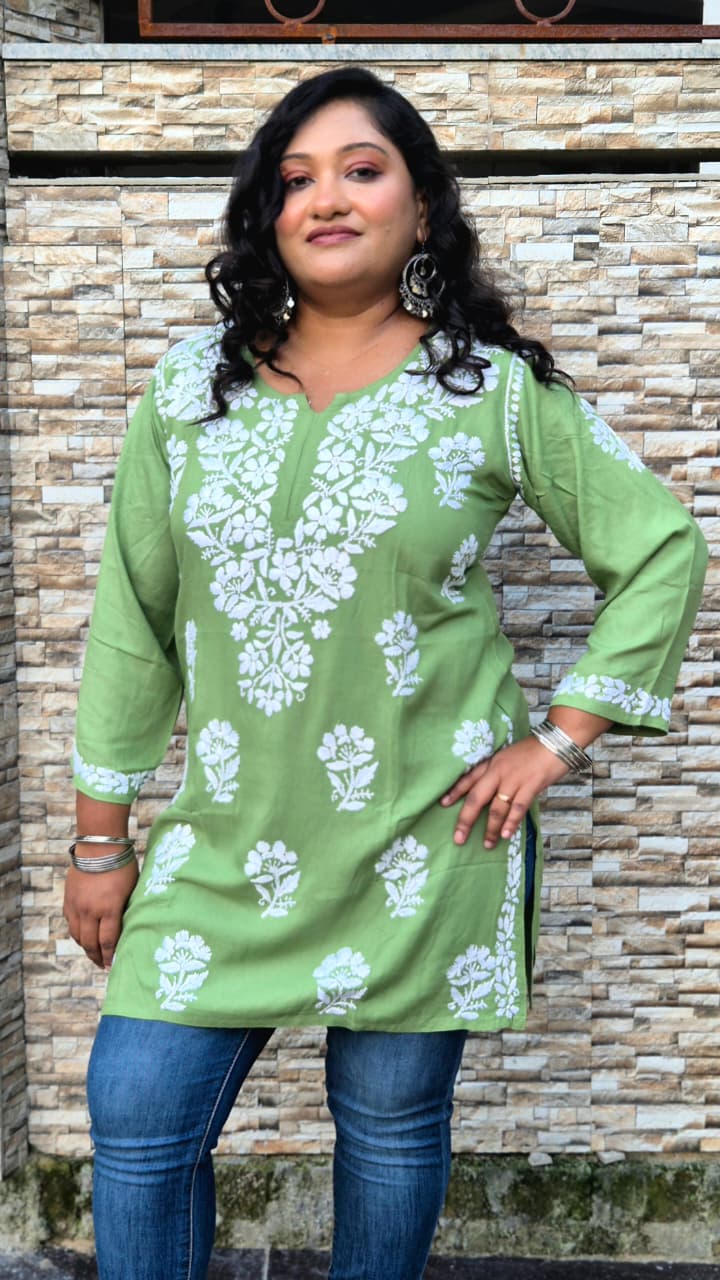 Chikankari Rayon short top