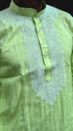 Mens chikankari linen kurta - Image 3