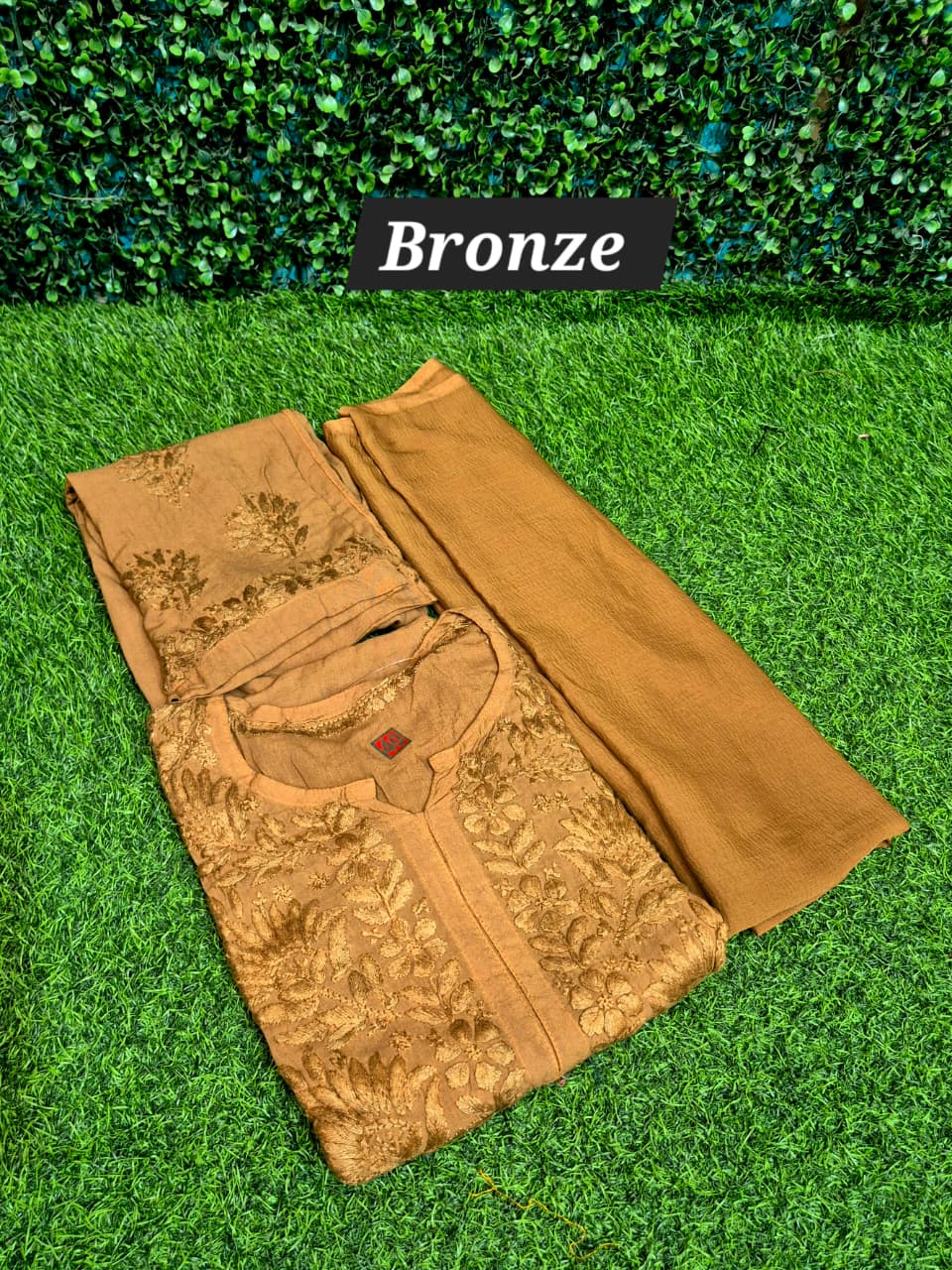 Chikankari Rayon self  3 pc set