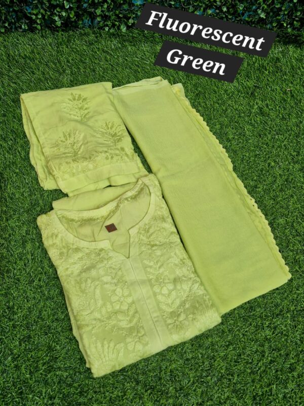 Chikankari Rayon self  3 pc set
