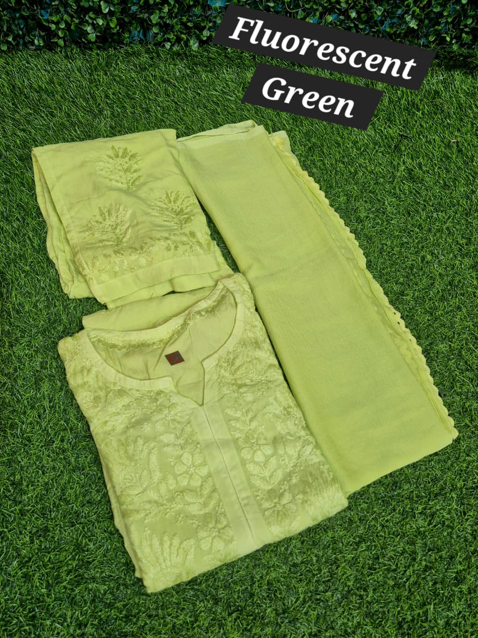 Chikankari Rayon self  3 pc set