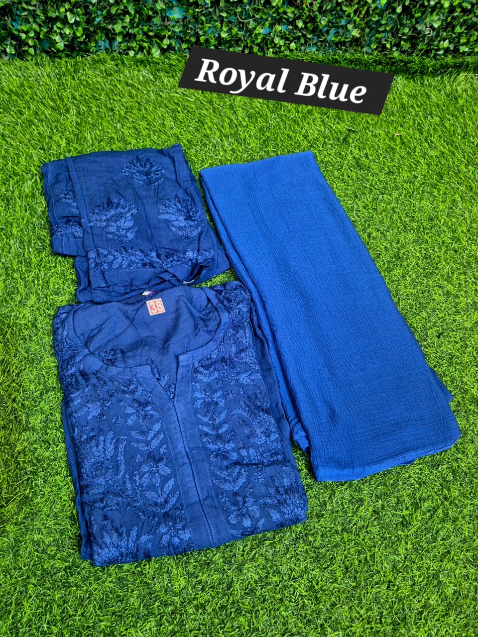 Chikankari Rayon self  3 pc set