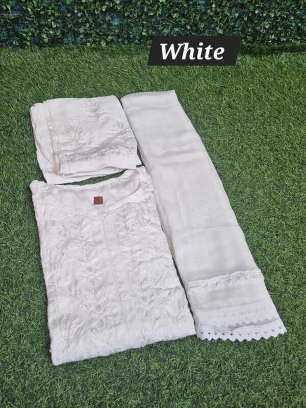 Chikankari Rayon self  3 pc set