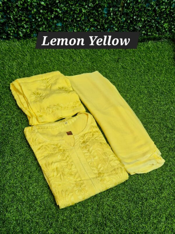 Chikankari Rayon self  3 pc set