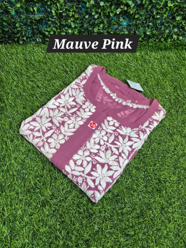 Chikankari gorget ghaspatti work kurti