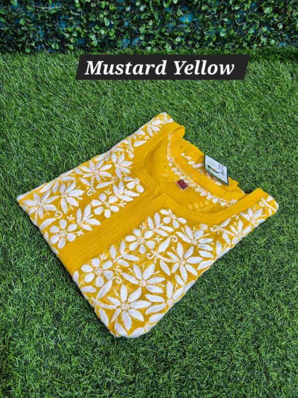 Chikankari gorget ghaspatti work kurti