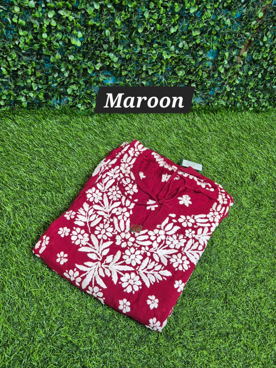 Modal chikankari 3d work gown