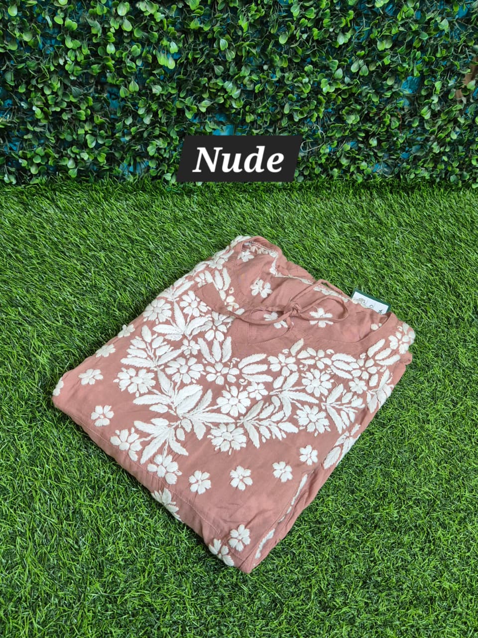 Modal chikankari 3d work gown