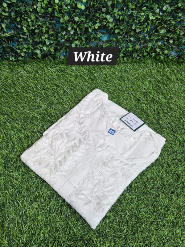 Rayon chikankari self short top
