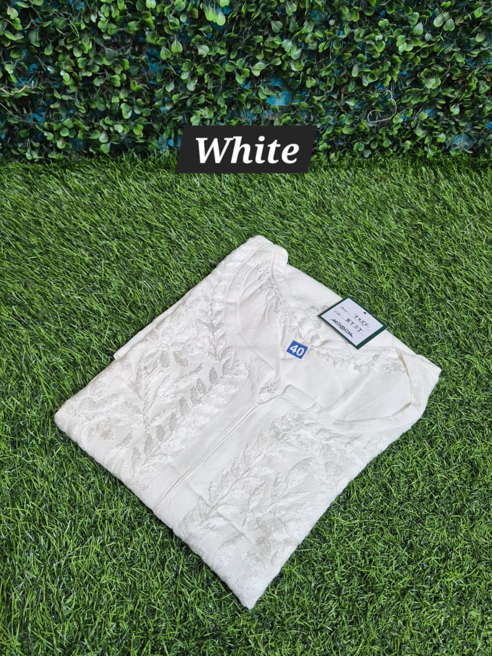 Rayon chikankari self short top