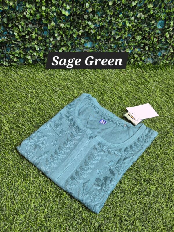 Rayon chikankari self short top