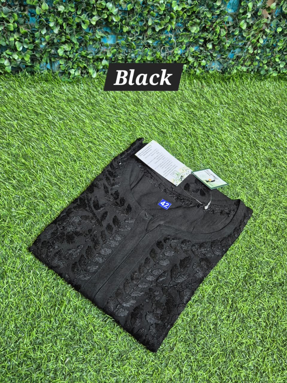 Rayon chikankari self short top