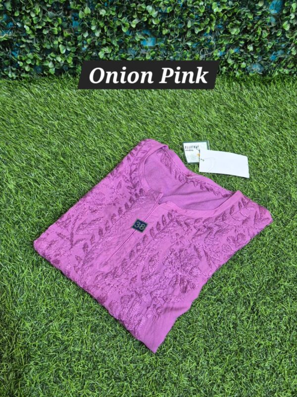 Rayon chikankari self short top