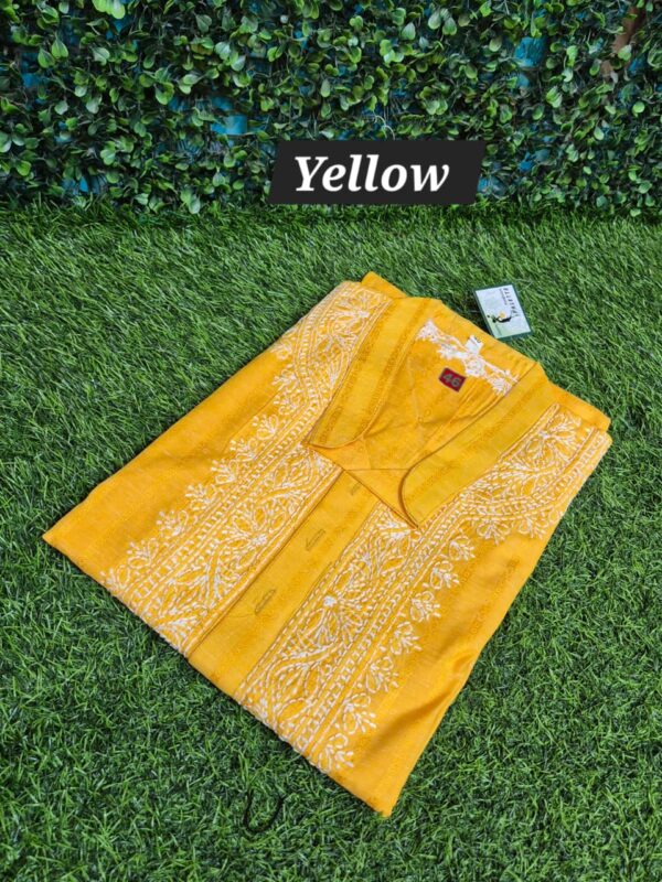 Mens chikankari linen kurta