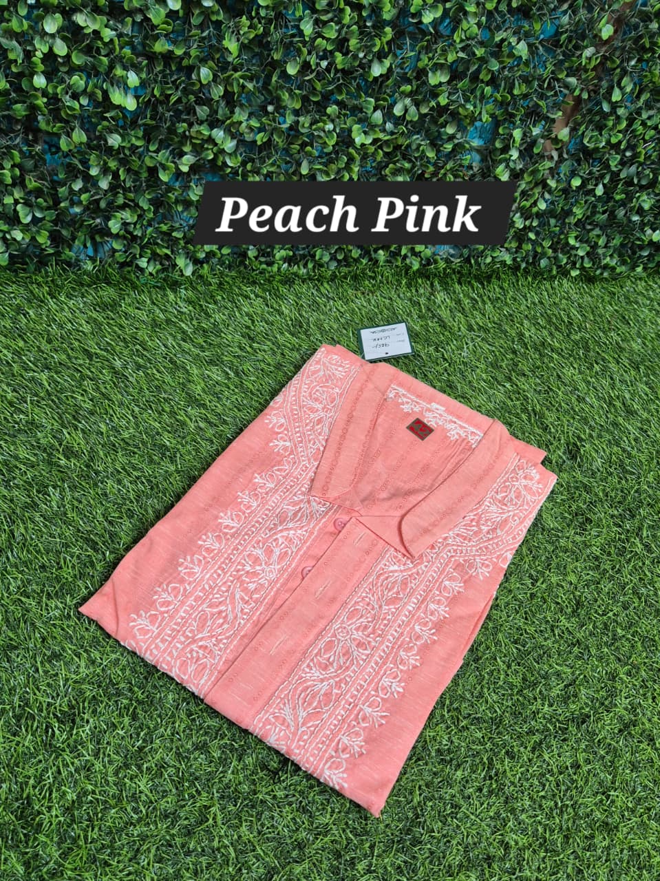 Mens chikankari linen kurta
