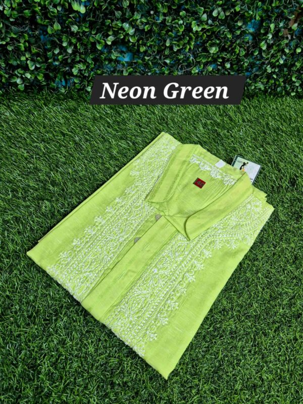 Mens chikankari linen kurta