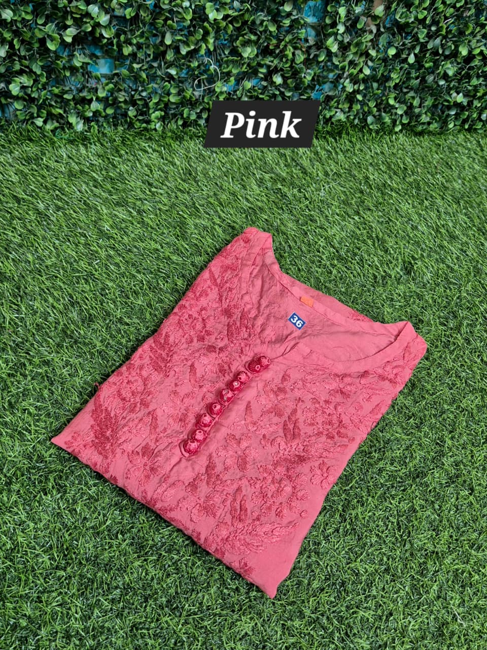 Chanderi chikankari self short top