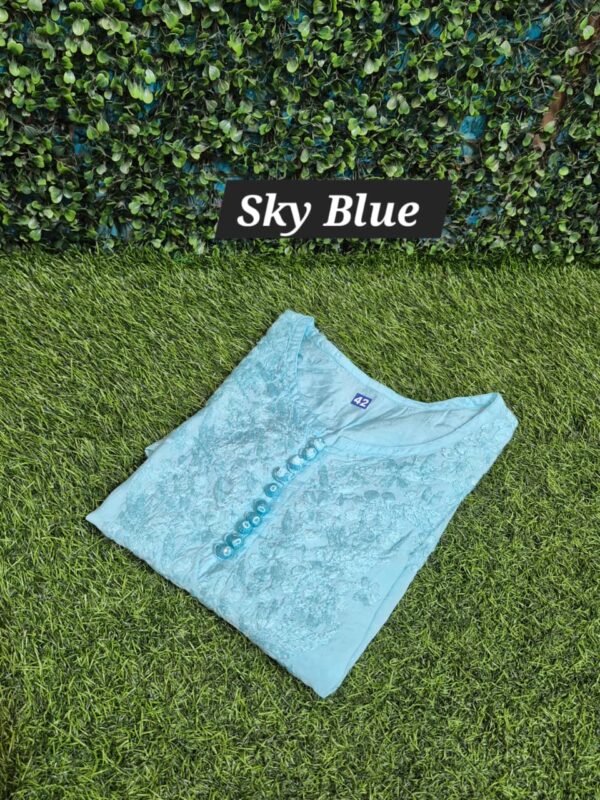 Chanderi chikankari self short top