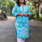Modal single rose chikankari kurti