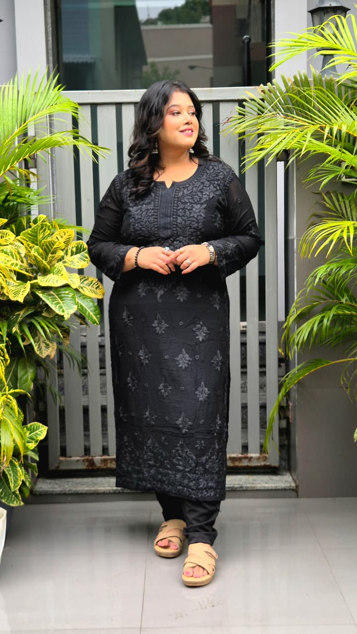 Viscose 3d work chikankari kurti