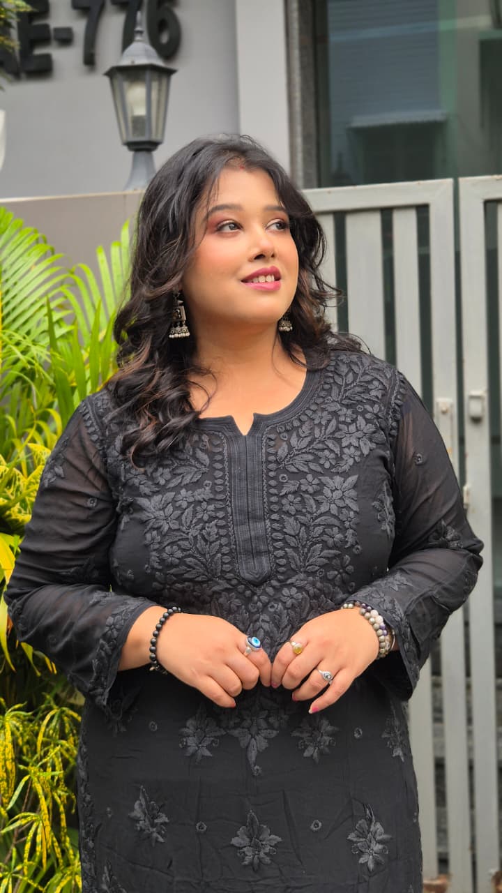 Viscose 3d work chikankari kurti