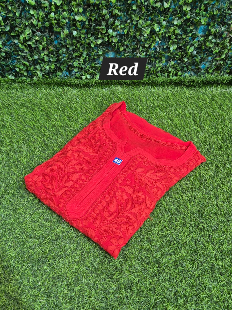 Viscose 3d work chikankari kurti