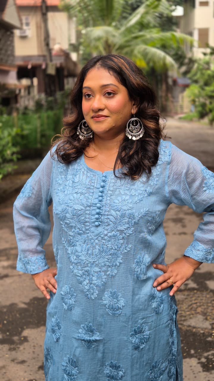 Kota cotton chikankari kurti