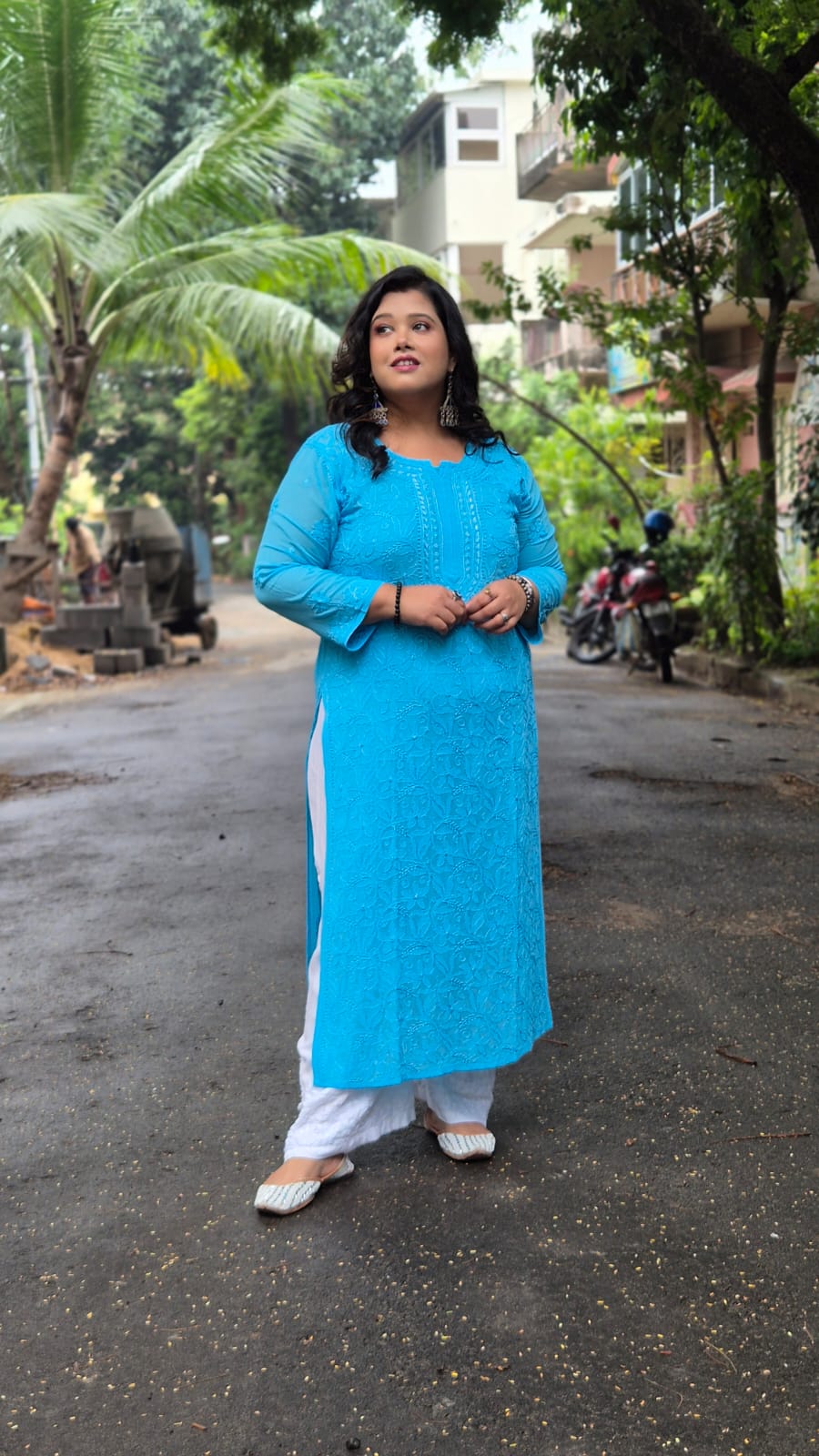 Viscose Resham Jaal bakhiya work