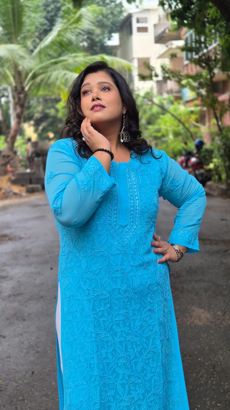 Viscose Resham Jaal bakhiya work