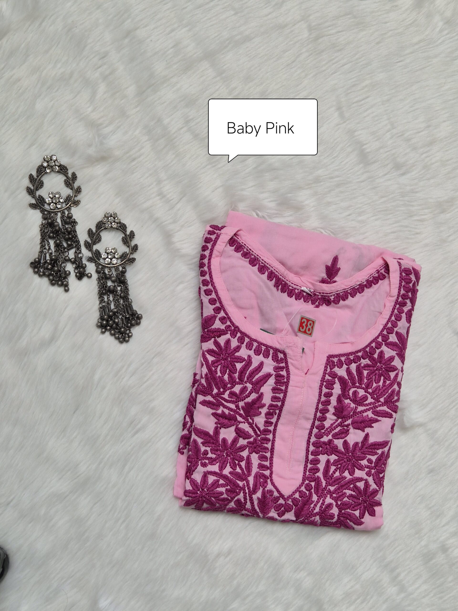 Soft Modal Lucknowi Chikankari Short Kurti