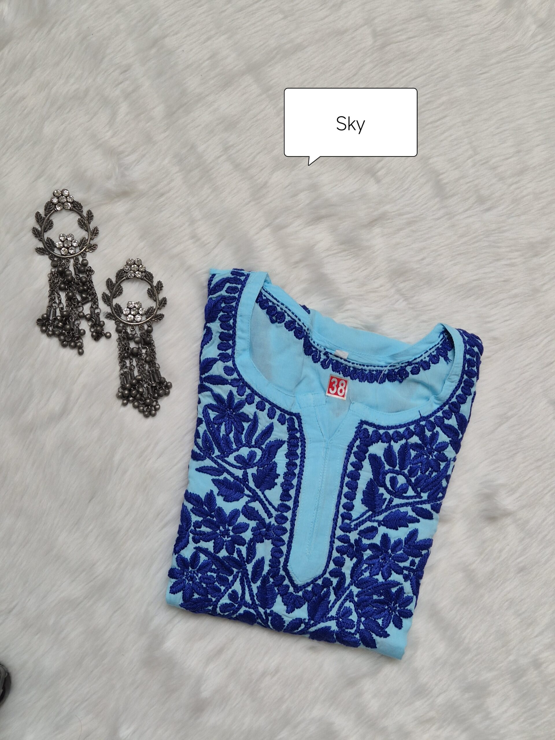 Soft Modal Lucknowi Chikankari Short Kurti