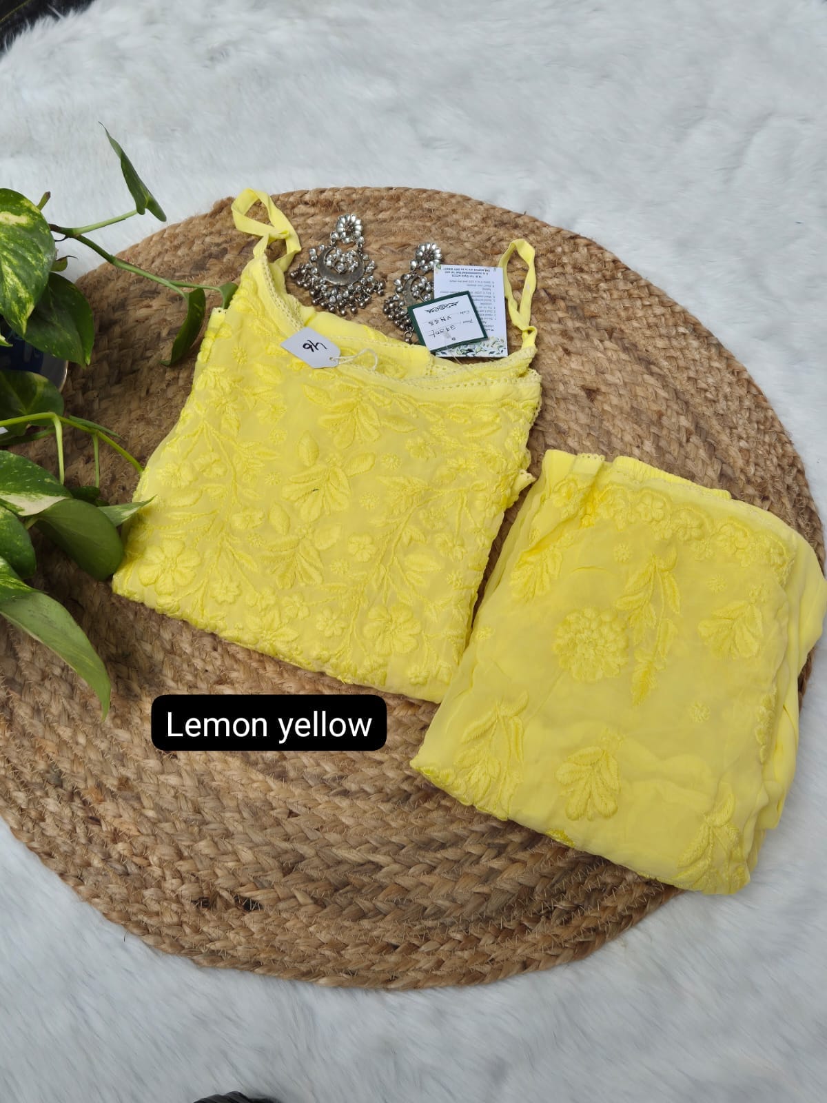 Biscose 3D Noodle Strap Palazzo Set – Premium Lucknowi Chikankari