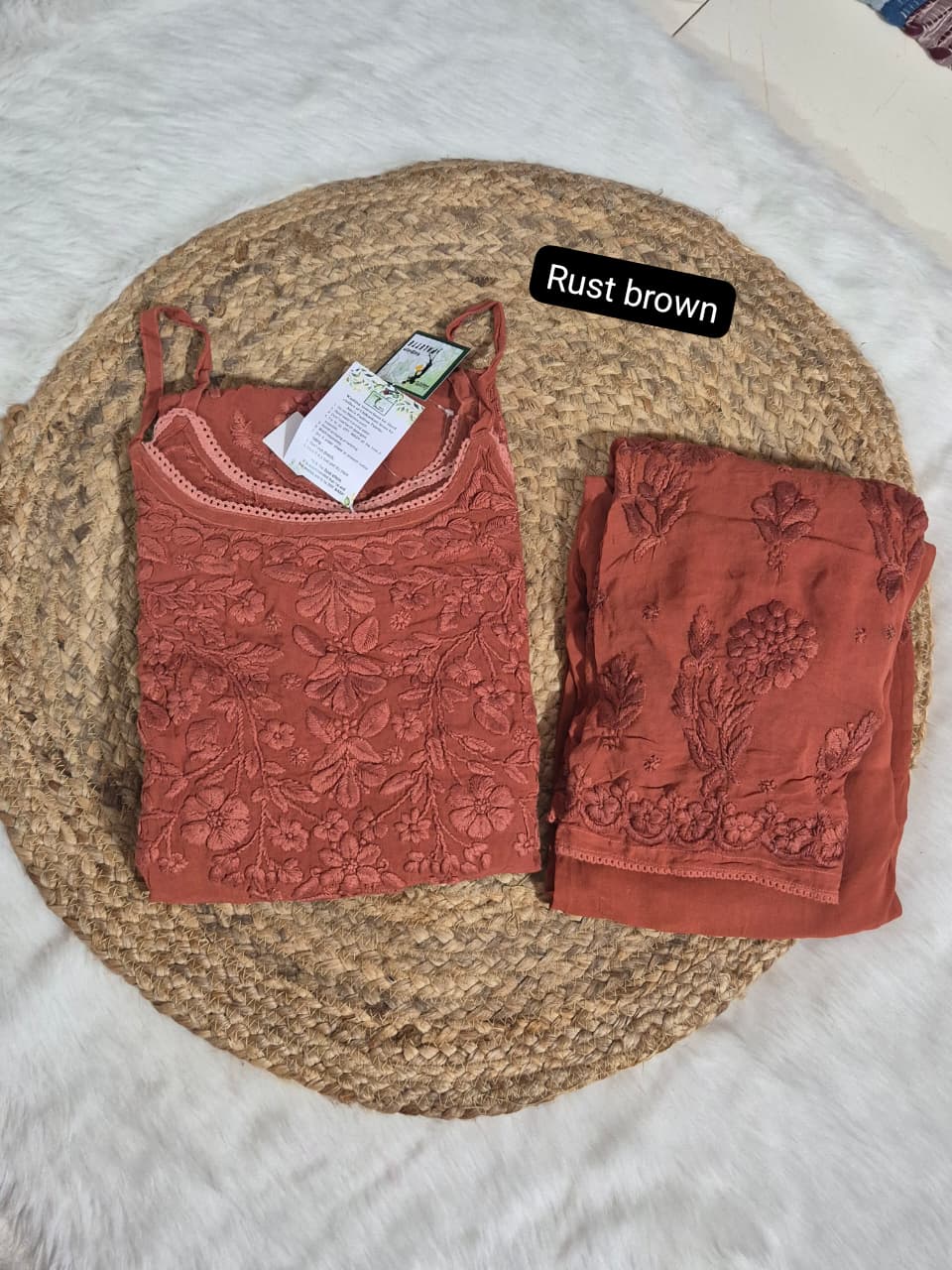 Biscose 3D Noodle Strap Palazzo Set – Premium Lucknowi Chikankari