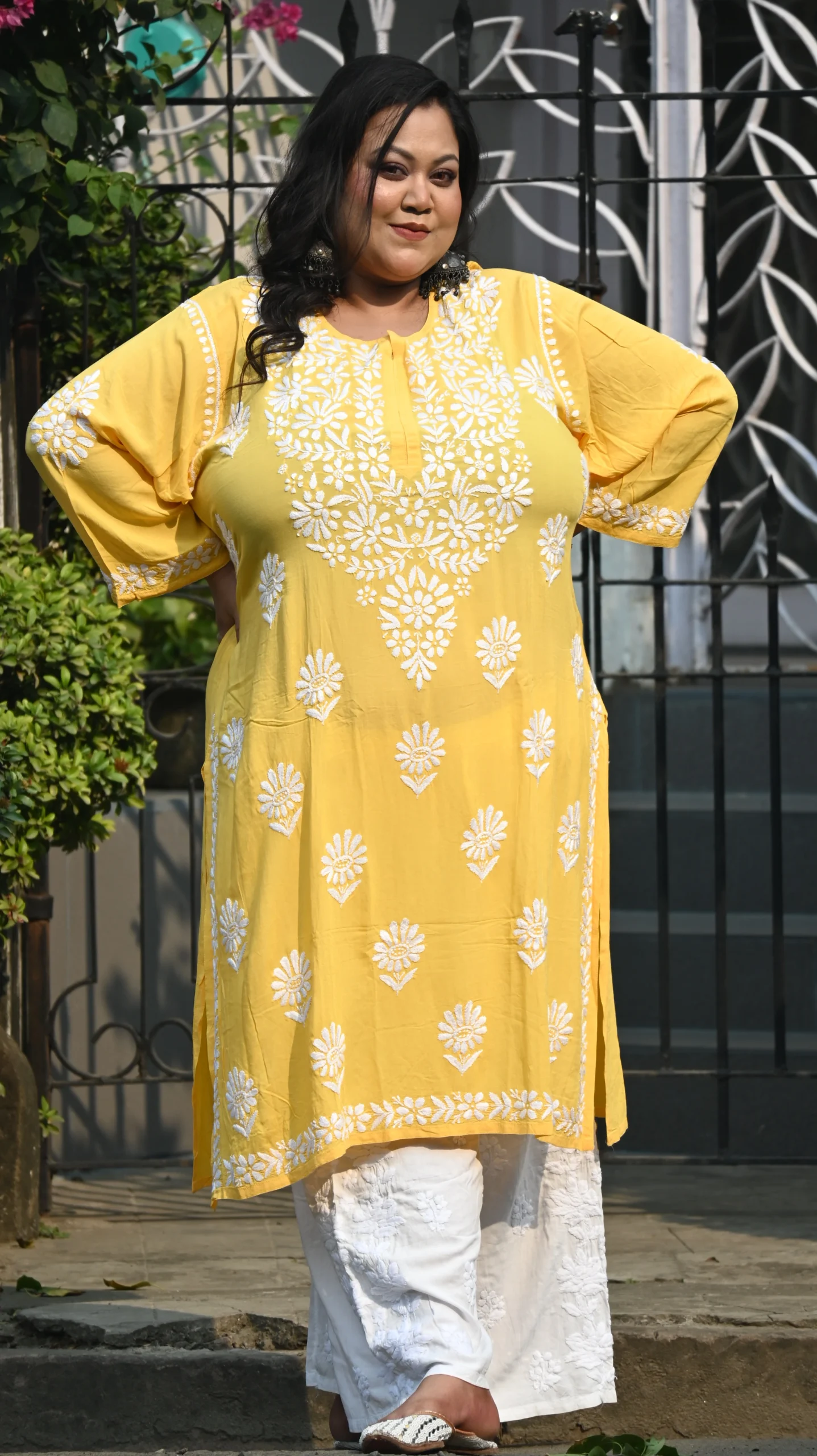 Modal Heavy Work Plus Size Kurti for Women – Premium Lucknowi Chikankari
