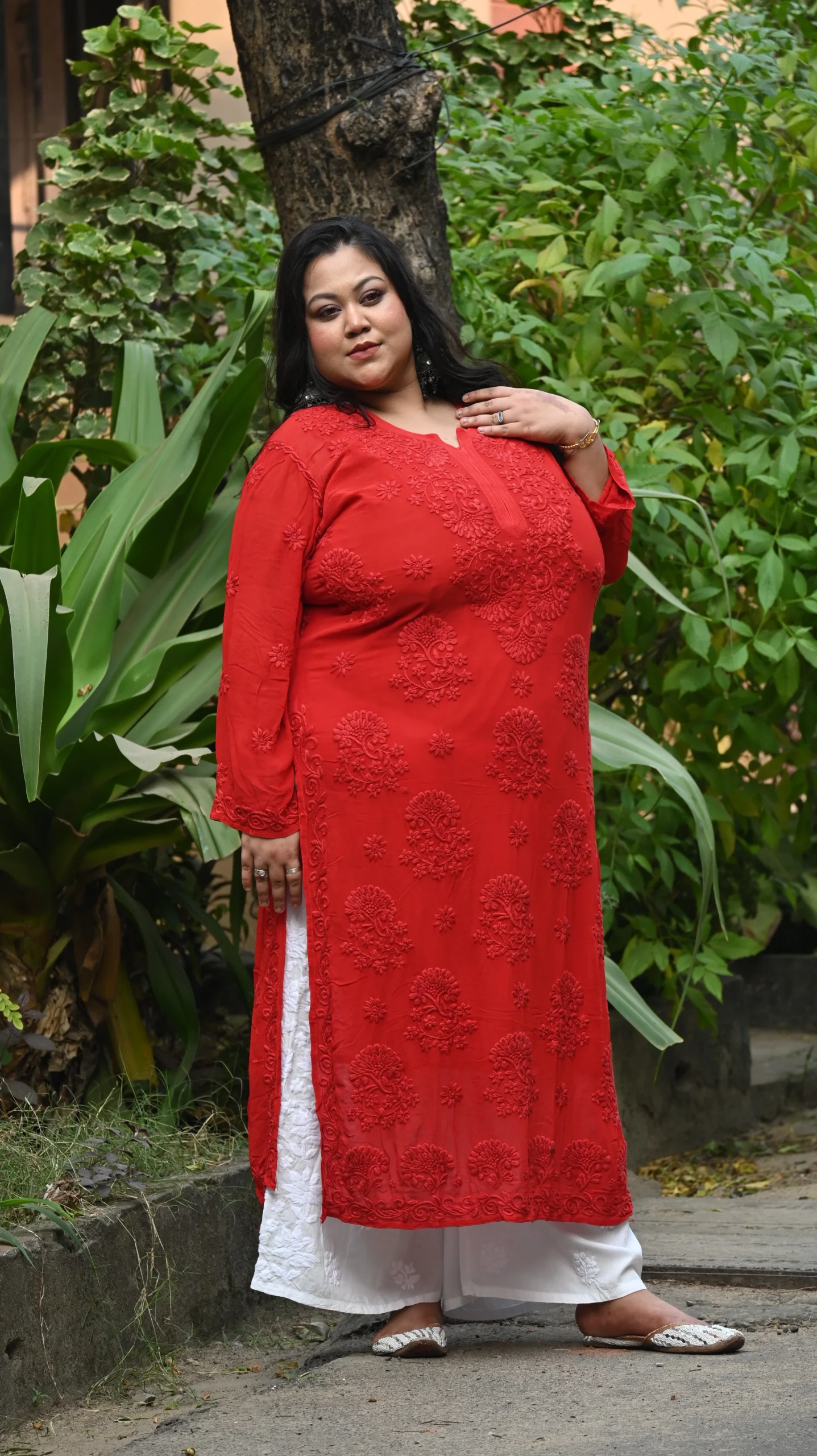 Viscose 3D Self Kurti Plus Size– Premium Lucknowi Chikankari
