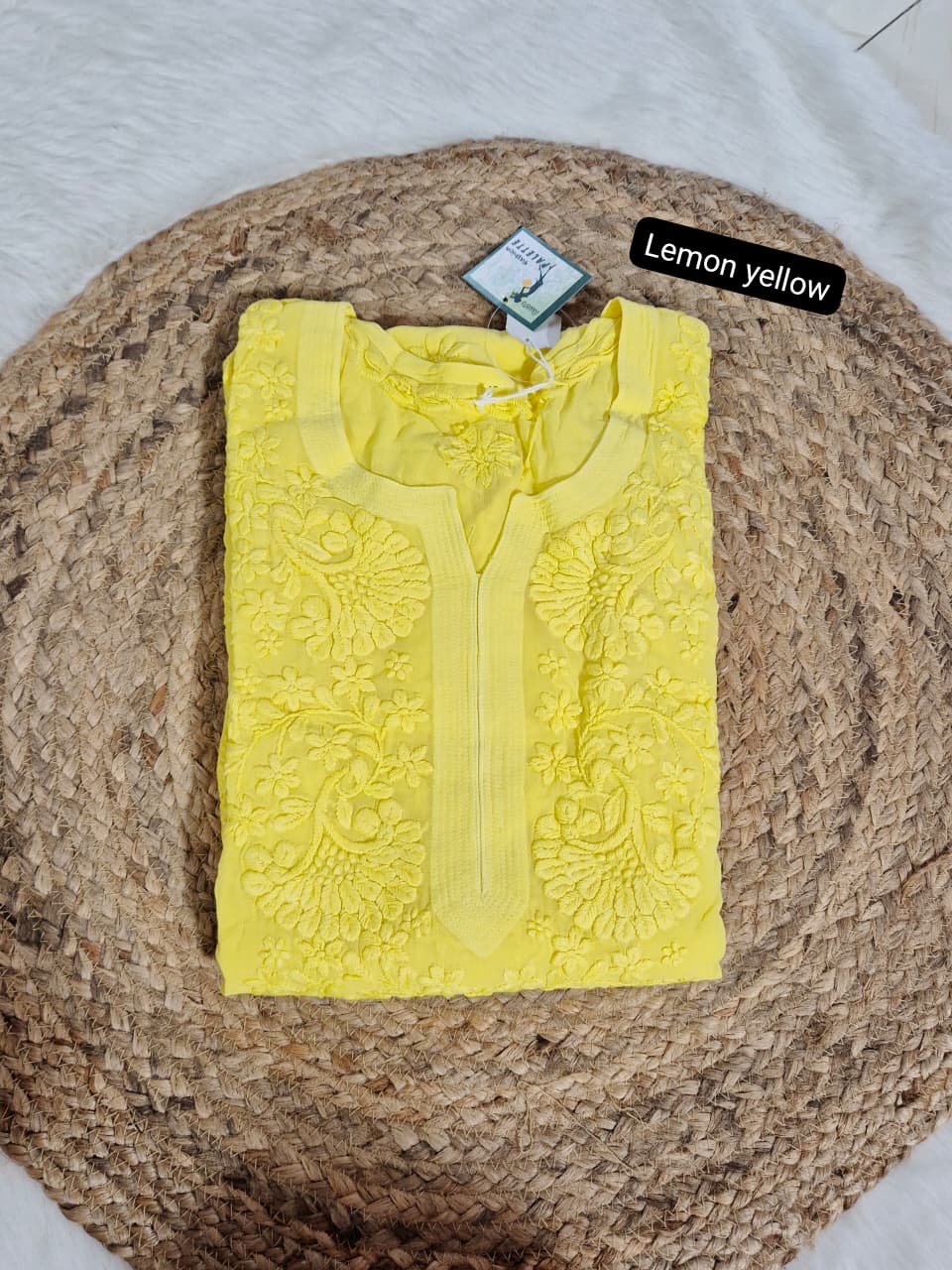 Viscose 3D Self Kurti Plus Size– Premium Lucknowi Chikankari