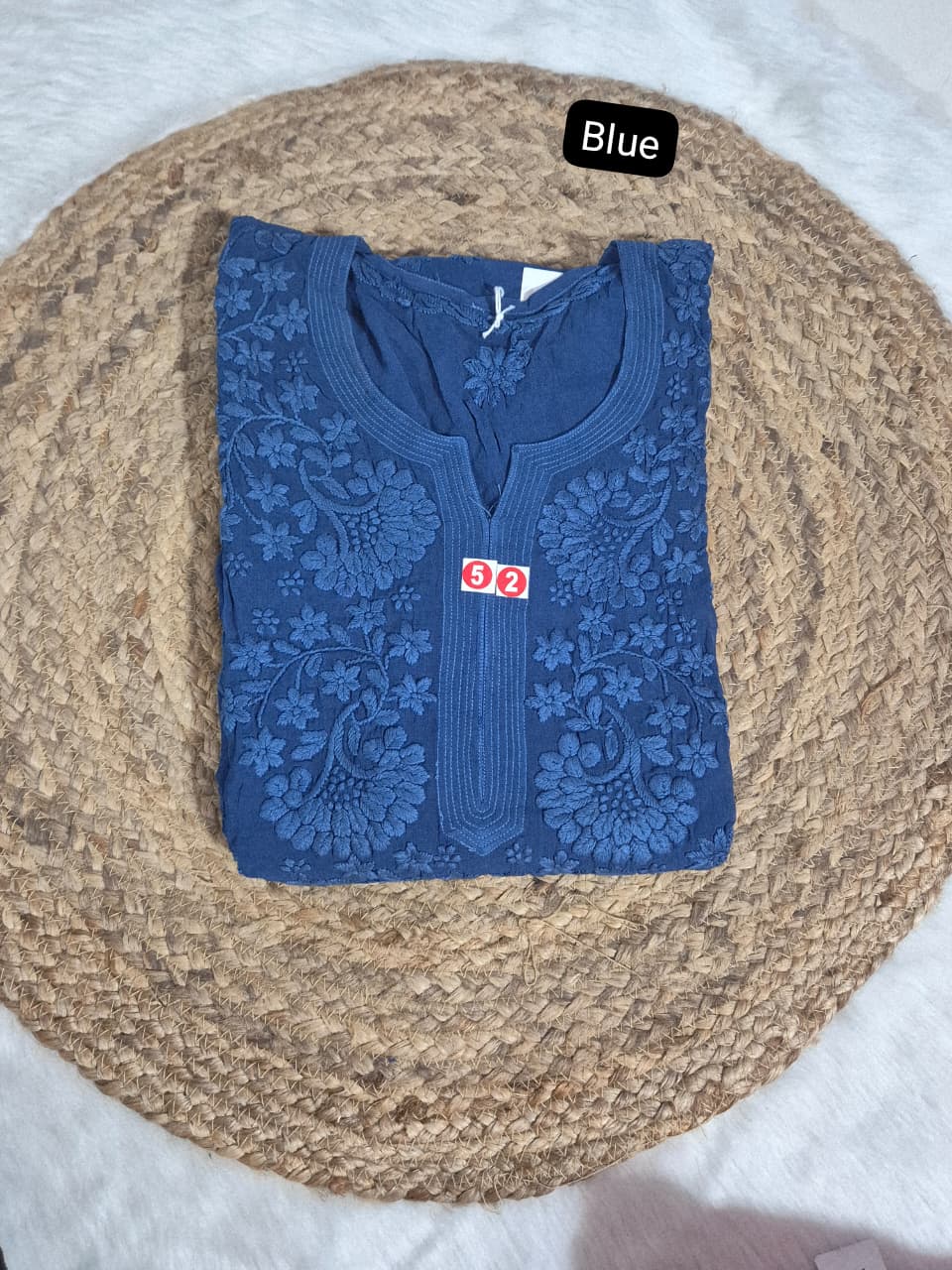 Viscose 3D Self Kurti Plus Size– Premium Lucknowi Chikankari