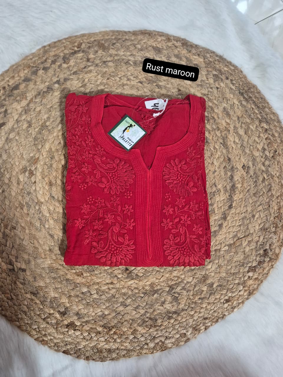 Viscose 3D Self Kurti Plus Size– Premium Lucknowi Chikankari