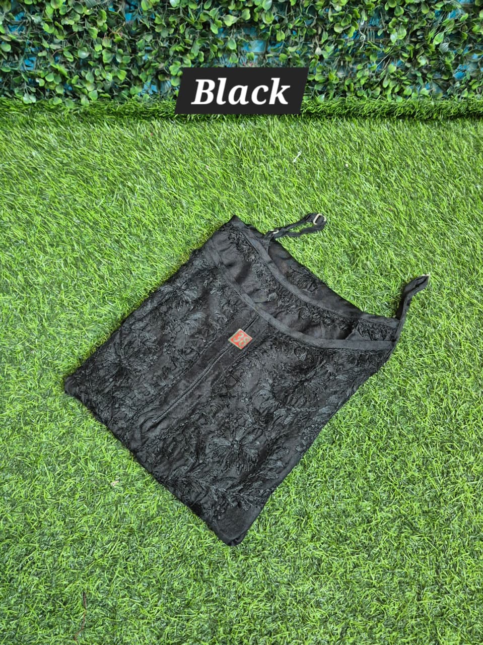 Maslin Noodles Strap Short Chikenkari Kurti