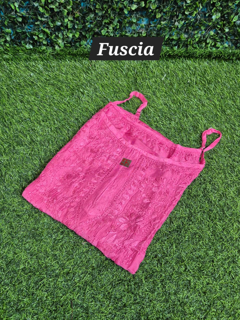 Maslin Noodles Strap Short Chikenkari Kurti