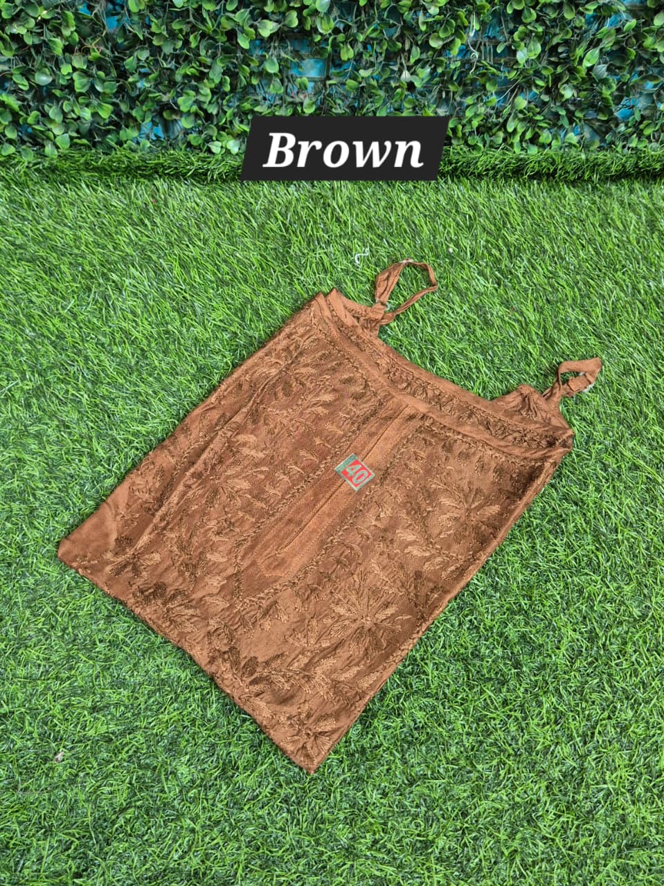 Maslin Noodles Strap Short Chikenkari Kurti