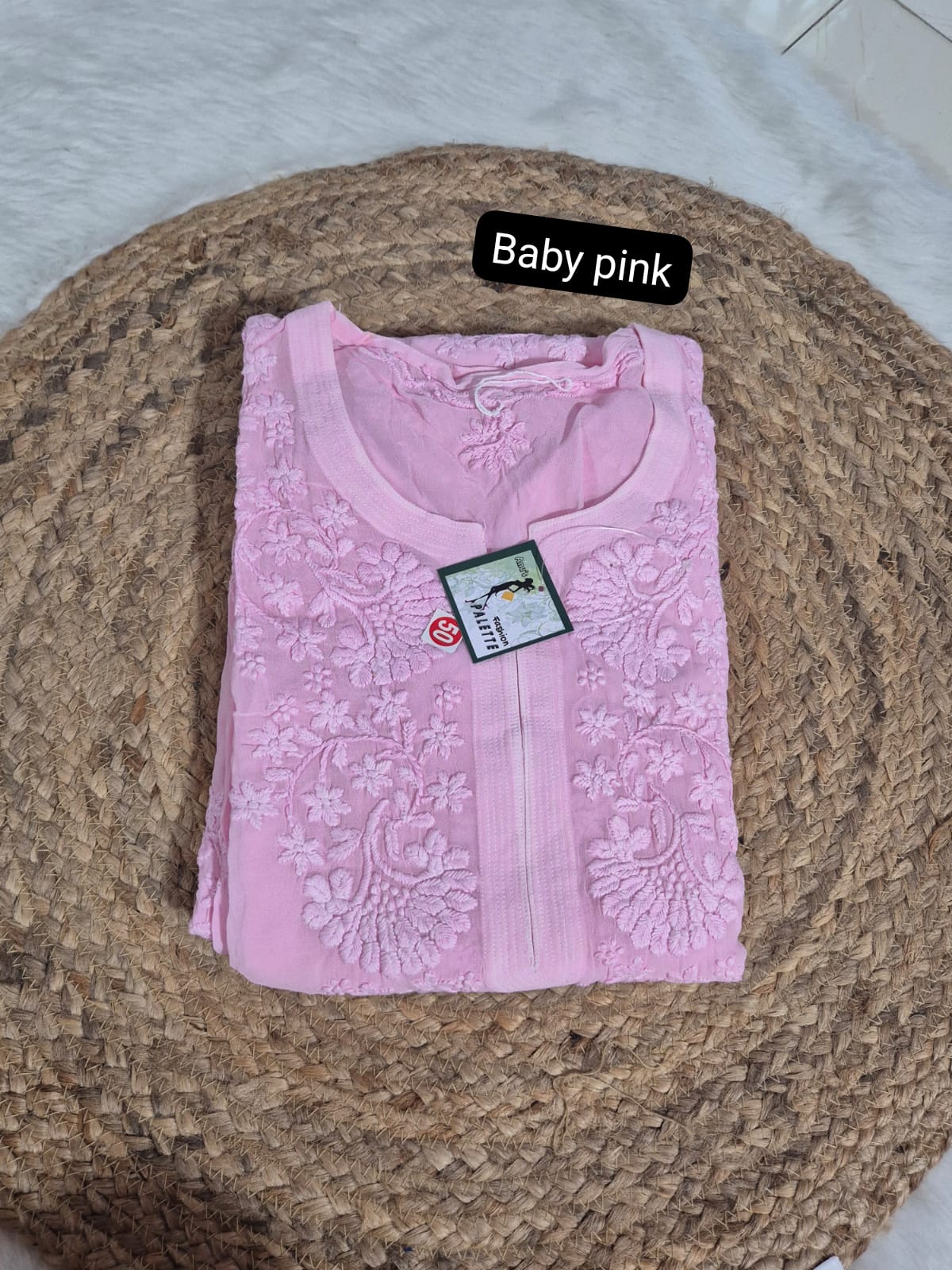 Viscose 3D Self Kurti Plus Size– Premium Lucknowi Chikankari