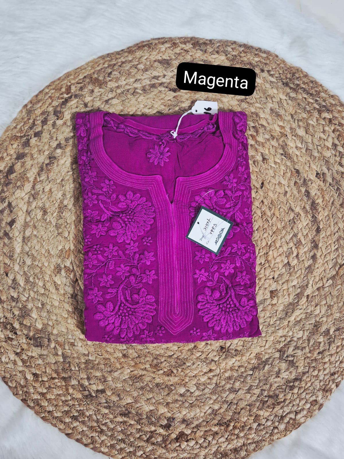 Viscose 3D Self Kurti Plus Size– Premium Lucknowi Chikankari