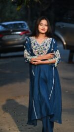 Mul Chanderi A Line 3Piece Set
