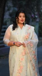 Tie Neck Kota 3-Piece Kurti Set With Heavy  Embroidered  Dupatta