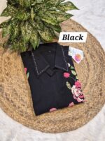 Shirt Style  A Line One Piece Dress With Hand Embroidery - Image 4